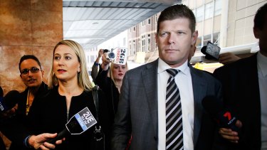 Push for rare expulsion: Andrew Cornwell arrives at ICAC with his wife.