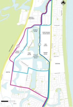 Suggested route options through Kawana.