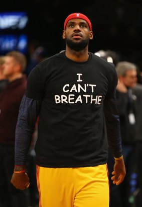LeBron James wore the t-shirt in the warm up.