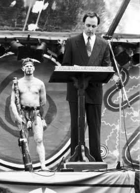 Then prime minister Paul Keating delivers an emotional speech in Redfern to mark the International Year of the World's Indigenous People on December 10, 1992. 