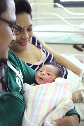New parents Nanuka and Bijay Shahi welcome baby Aaron after a 12 hour labour. 