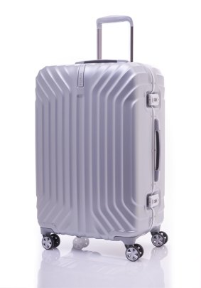 The Samsonite Tru-Frame features a trolley system and handle in the same colours as the case.
