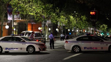 Police at the scene of the shooting of Michael Ibrahim on Macquarie Street, Sydney.