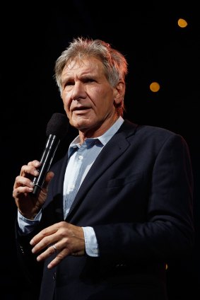 Harrison Ford attends the Star Wars: The Force Awakens fan event at Sydney Opera House on December 10, 2015 in Sydney, Australia. 