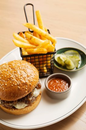 Dig in to a beef burger with caramelised onions and fontina. 