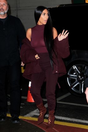 Kim Kardashian at the Yeezy show.