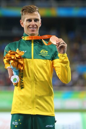 Roeger with his bronze medal at this year's Rio Paralympics.