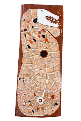 John Mawurndjul, Ngalyod, 2012. Mawurndjul's paintings of the Rainbow Serpent may also be perceived as maps, echoing the twists and turns of the land. 