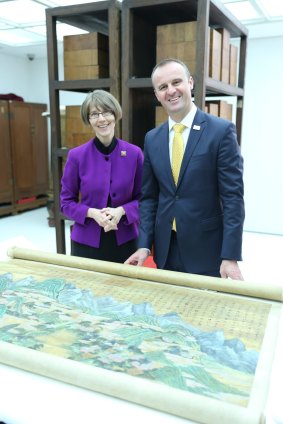 National Library of Australia director-general Anne-Marie Schwirtlich with ACT Chief Minister Andrew Barr last year. 