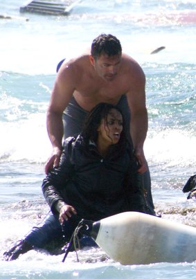 A Greek soldier  rescues Eritrean refugee Wegasi Nebiat from the sea off the Greek island of Rhodes in April. 