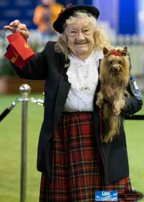 Phyllis Mary Taylor has been an entrant in the Ekka dog competition for 65 consecutive years and this year entered two Yorkshire terriers.