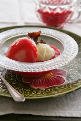 Peach Melba is served at the estate's cafe-restaurant.