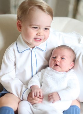 Prince George and his new sister, photographed by the Duchess of Cambridge a few weeks after Princess Charlotte was born.