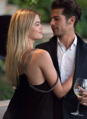 Megan Blake Irwin with her boyfriend Nicolo Knows at the launch of Dom Perignon on Demand at Palm Beach last Friday.