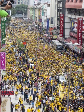Protesters make their way to Merdeka Square during the Bersih rally.