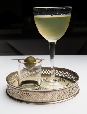 Martini with smoked olive.