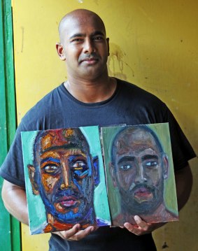 Myuran Sukumaran with two self portraits.