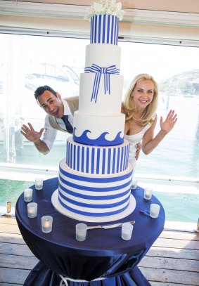 Big day: Paris Cutler and Ahmad Abdelrahman with their wedding cake.