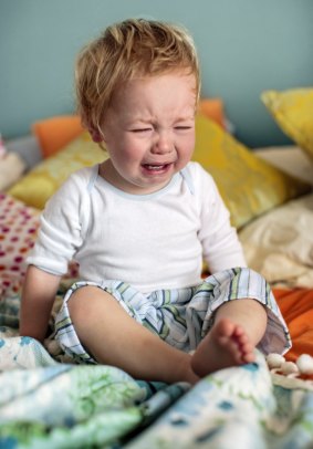 Tiny tears: a wee bairn crying over spilt milk. Possibly. 