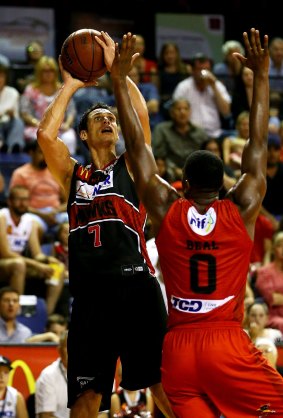 Back in form: Oscar Forman shoots during the NBL semi-final between the Illawarra Hawks and the Perth Wildcats at Wollongong Entertainment Centre.