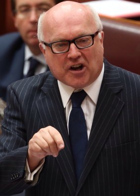 Attorney-General Senator George Brandis defends himself against the censure motion.