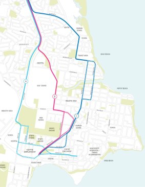 Suggested route options through Caloundra.