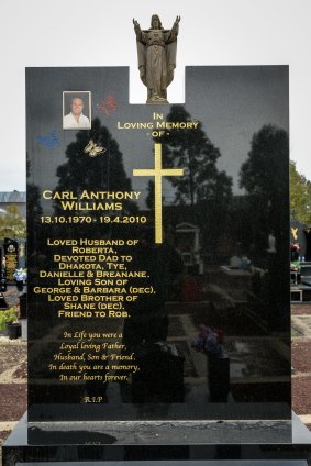Roberta Williams still owes a stonemason $10,712 for Carl Williams' gravestone.