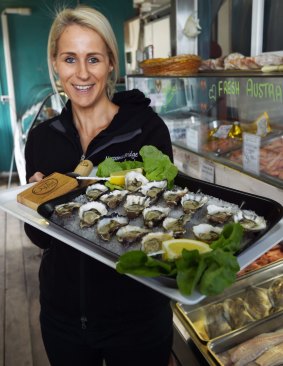 Ingrid Wiersema at Narooma Bridge  Seafoods with local oysters.