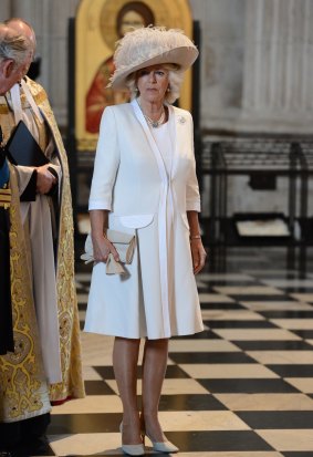 Camilla, Duchess of Cornwall, attends a commemoration service to mark the 200th anniversary of the Battle of Waterloo, at St Paul's Cathedral in London.