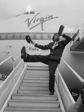 Drunken pilots were perfectly acceptable in the 80s. Not really, that's Richard Branson launching Virgin Atlantic in 1984. He's not flying the plane.