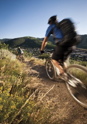 Mountain Biking on The Lost Prospector Loop at Park City, Utah. Park City was the first Gold Level Ride Centre in the world.