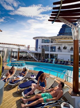 The pool deck is a great place to unwind after all the activities. 