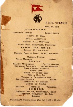 The Titanic's last lunch menu, saved by a passenger who escaped on the so-called "Money Boat" before the ocean liner went down, was sold at auction.