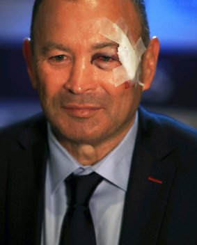 England coach Eddie Jones attends a press conference launching the Six Nations rugby tournament.