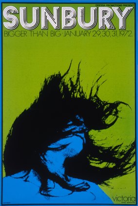 Poster for 1972 Sunbury Festival, designed by John Retska, is in the Performing Arts Collection.