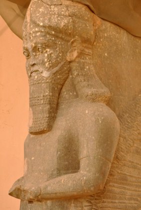 A 2013 photograph of an ancient statue at the archaeological site of Nimrud.