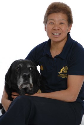 Paralympic medalist Lindy Hou with her guide dog Harper.