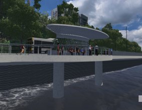 A riverside rest stop that forms part of the Kingsford Smith Drive project.
