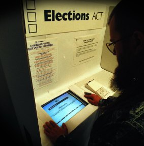 A prototype of the electronic voting booth first used in the 2001 ACT elections.