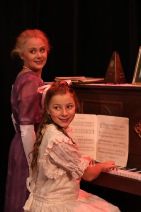 <I>The Music Man</I>: From left, Marian Paroo played by  Deanna Gibbs, Amaryllis played by Katy Larkin. 