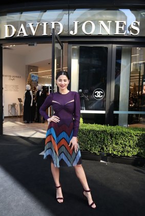 Jessica Gomes poses during the official opening of the new smaller format David Jones store at Barangaroo in Sydney.