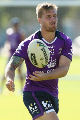 Back in the mix: Cameron Munster made his return from a broken jaw in the Storm's match against the Sea Eagles last weekend.