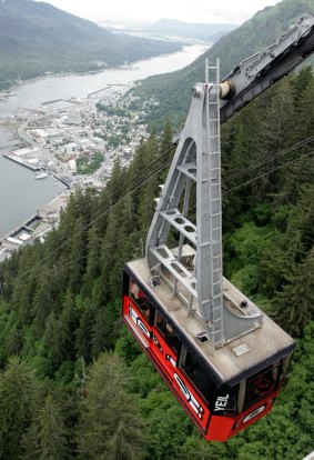 The Mount Roberts tramway affords a bird's-eye view of  Juneau.