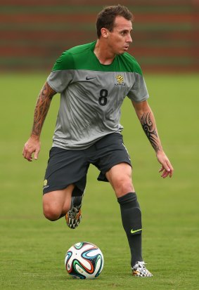 Looking for new home: Luke Wilkshire in a Socceroos training match in Brazil in 2014.