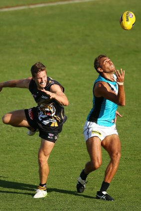 Kane Lambert in action against the Power during the NAB Challenge.
