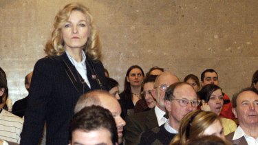A file photo showing former Australian beauty queen and London socialite Michele Renouf at a Vienna court in 2006. She was there in support of British historian David Irving, who had pleaded guilty to charges of denying the Holocaust.