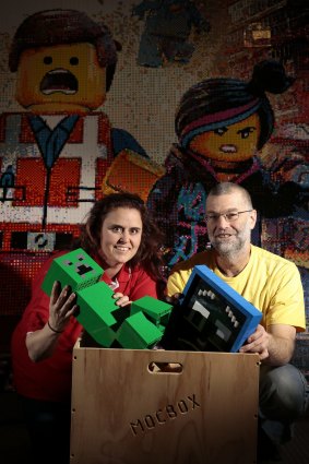 Mel Bezear, left, and Anthony McLauchlan of Wanniassa ready for the Canberra Brick Expo at the Hellenic Club in Woden this weekend.   