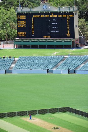 A tribute to Phillip Hughes at Adelaide Oval on the historic scoreboard.