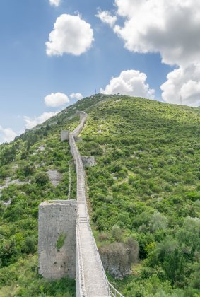 The medieval Walls of Ston, known as the "European Wall of China", built to defend the salt pans that still operate today. 