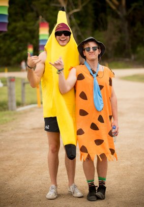 Festivalgoers prepare to celebrate New Year's Eve at Falls Festival in Byron Bay.